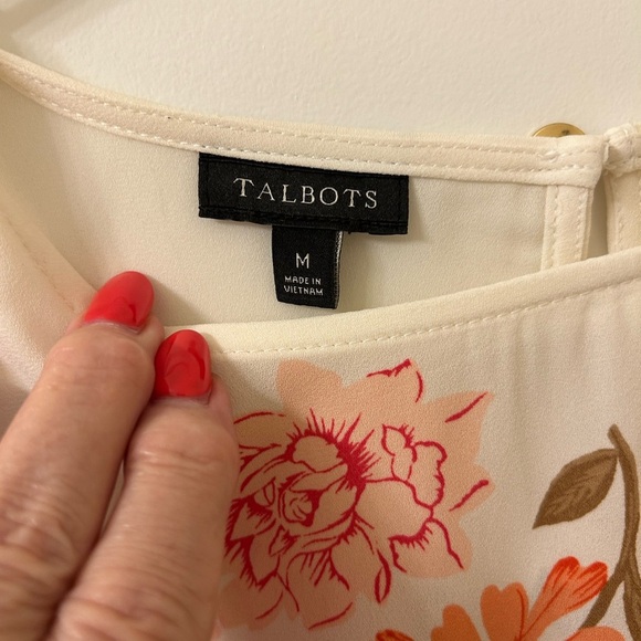 Talbots Black and White Boxy 3/4 Sleeve Blouse - Picture 3 of 6